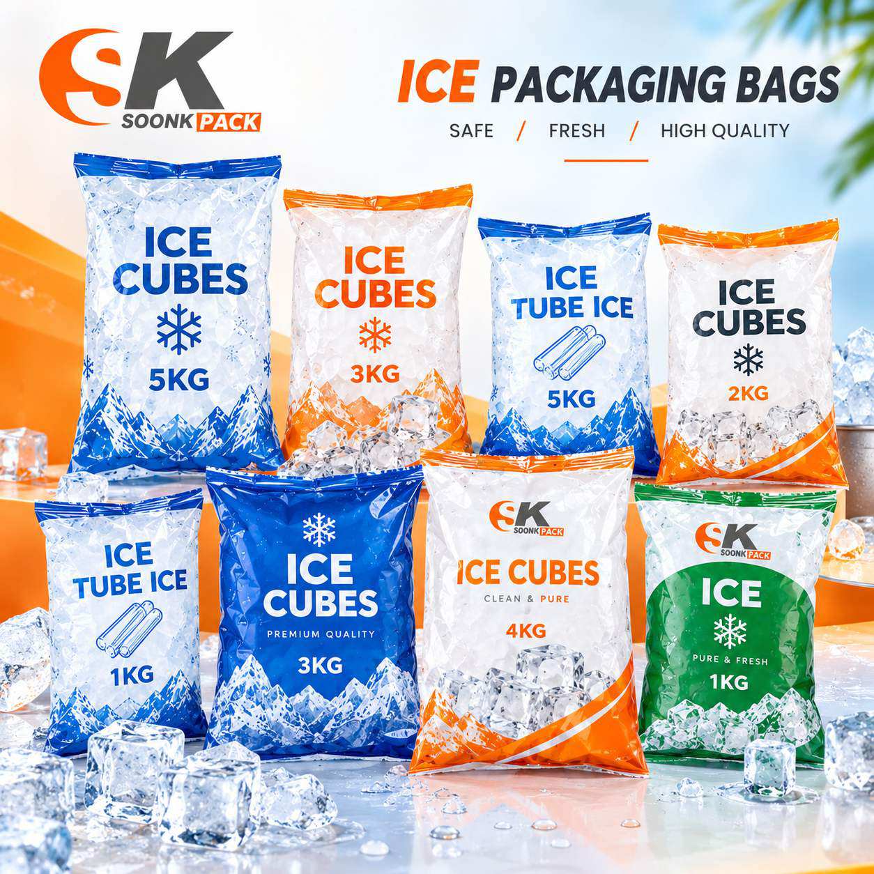 Automatic Ice Weighing & Packaging Machine for 1–5 kg Ice Bags Automatic Ice Weighing & Packaging Machine for 1–5 kg Ice Bags