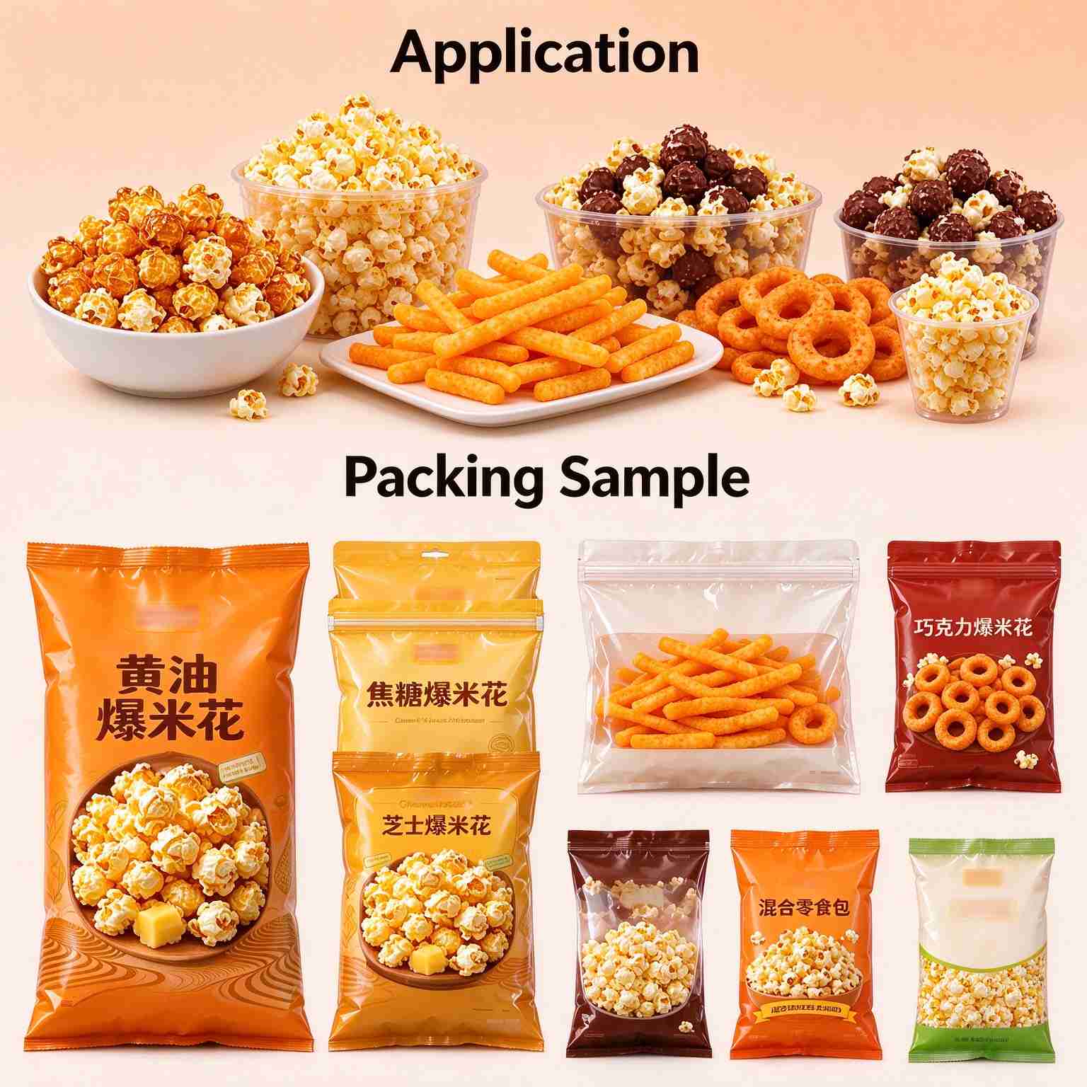 Automatic Popcorn Packaging Machine with Volumetric Cup Filler Automatic Popcorn Packaging Machine with Volumetric Cup Filler