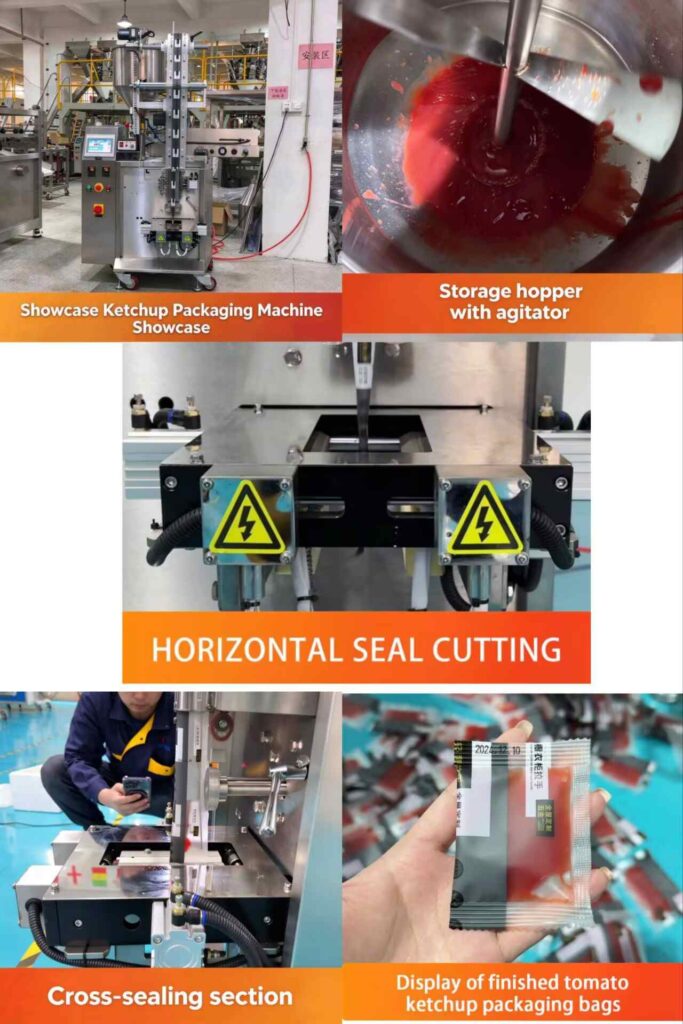 Three-side seal packaging machine for ketchup